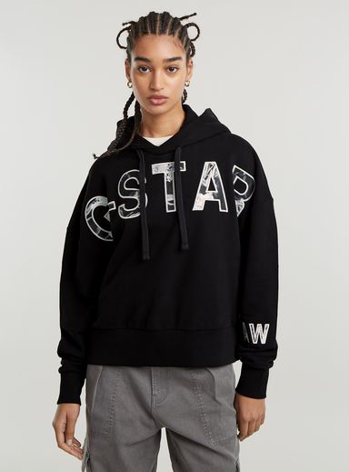 Sudadera Con Capucha Embro Print Oversized